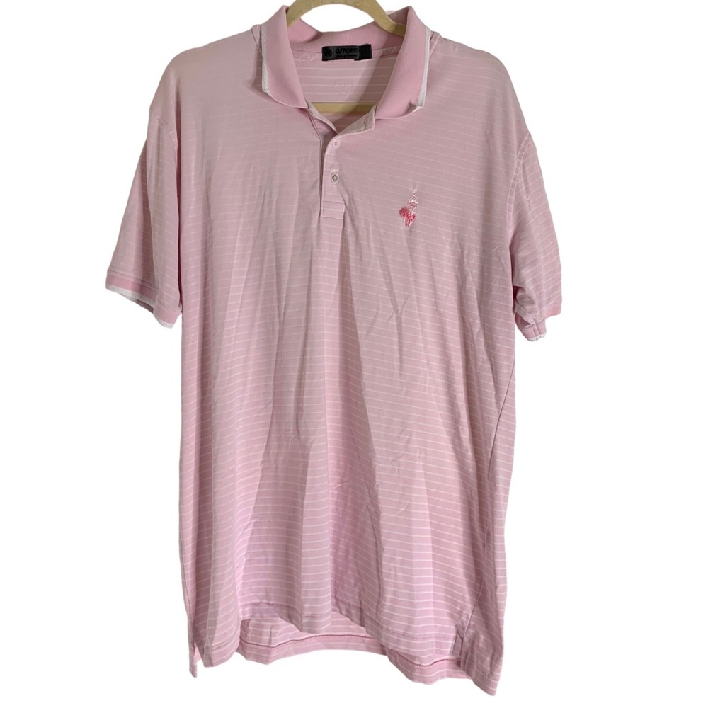 G/Fore Large Men’s Pink & White Striped Short Sleeve Shirt